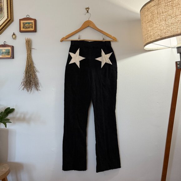 NastyGal Corduroy High Waisted Flared Star Bum Pants Sz 2 - Picture 1 of 5